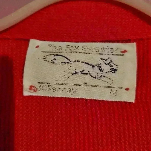 80's Vintage The Fox Sweater JC Penney Acryl Cardigan Size M Kurt Cobain Nirvana - Picture 3 of 6